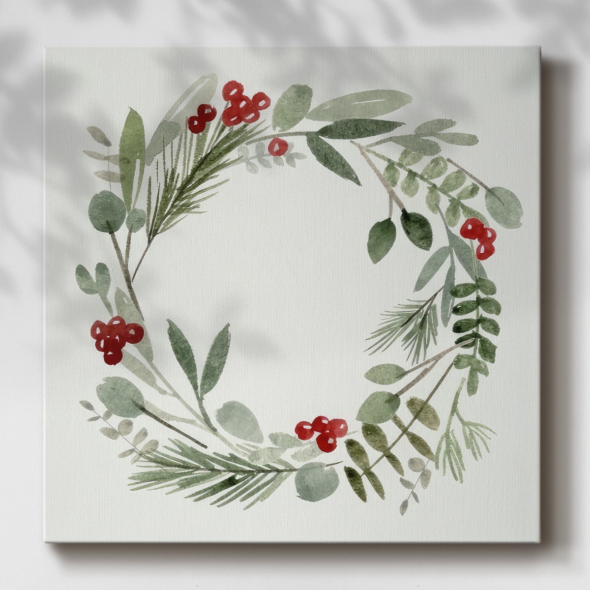Holly Wreath I- Gallery Wrapped Canvas