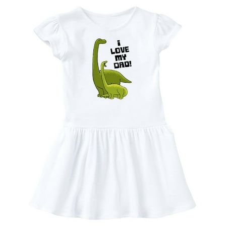 

Inktastic I Love my Dad with Baby and Daddy Brontosauruses Gift Baby Girl Dress