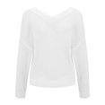 thumbnail image 4 of Vedolay Women's 2023 Tops Womens Crop Tops Casual Long Sleeve Knit Cropped Sweatshirts Pullover Sweater,White S, 4 of 4