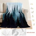 thumbnail image 5 of Forest Turquoise Throw Blanket for Couch, Soft Lightweight Flannel Fleece Blanket, Retro Trees Silhouette Landscape Microfiber Plush All Season Decorative Blankets Gifts for Sofa Bed 50"x60", 5 of 9
