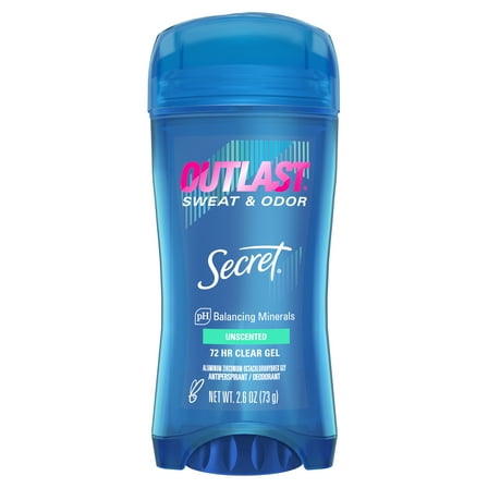 Secret Outlast Clear Gel Antiperspirant Deodorant for Women, Unscented 2.6 oz