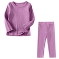thumbnail image 2 of Fesfesfes Toddler Boy and Girl Clothes Toddler Kids Boys Girls Fashion Cute Solid Color Soft Half Sleeve Top Pants Home Wear Suit, 2 of 6