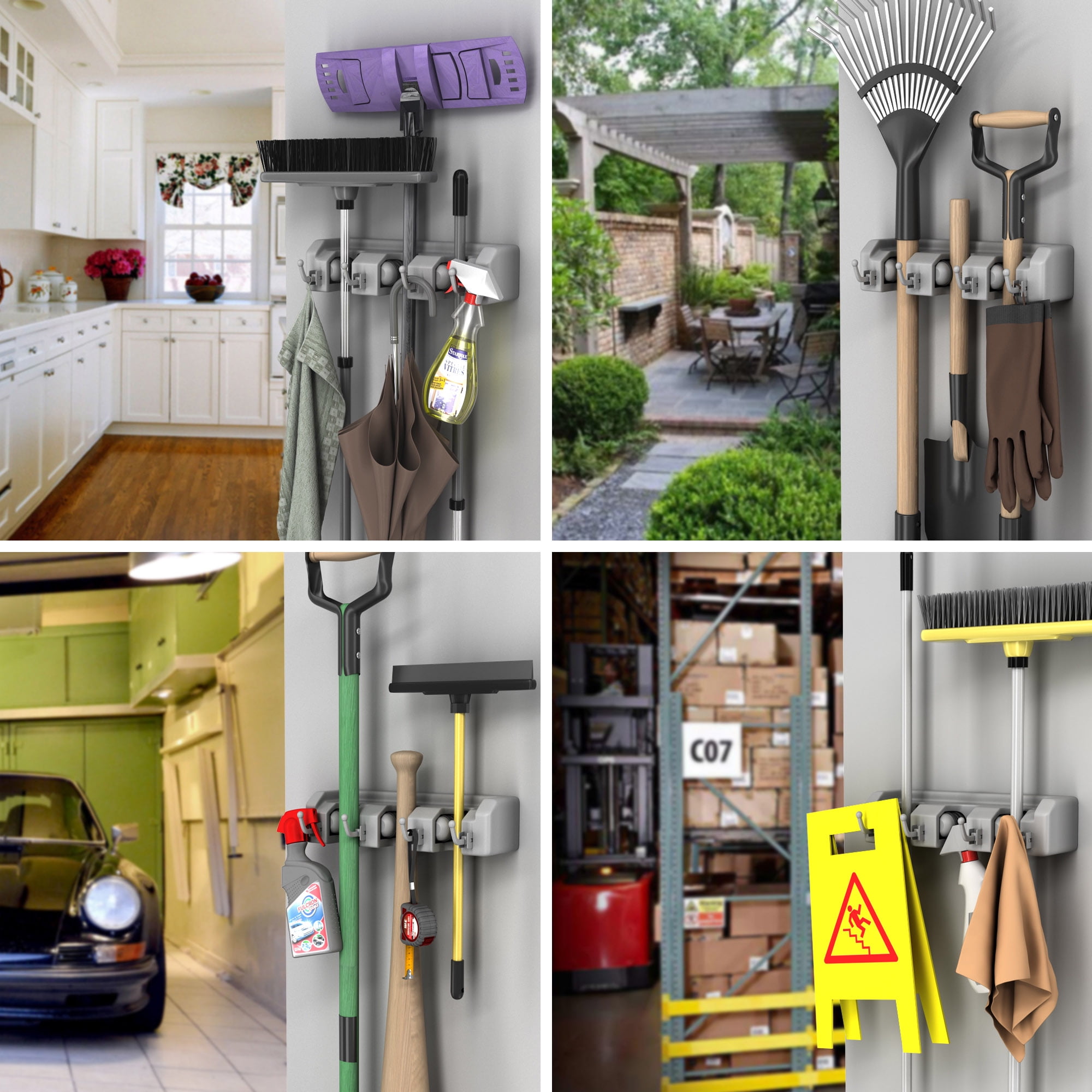 Stalwart 28cm Rack System Tool Box with 4 Organisers 並行輸入 Stalwart Shovel Rake Tool Holder with Hooks Wall Mounted Organizer