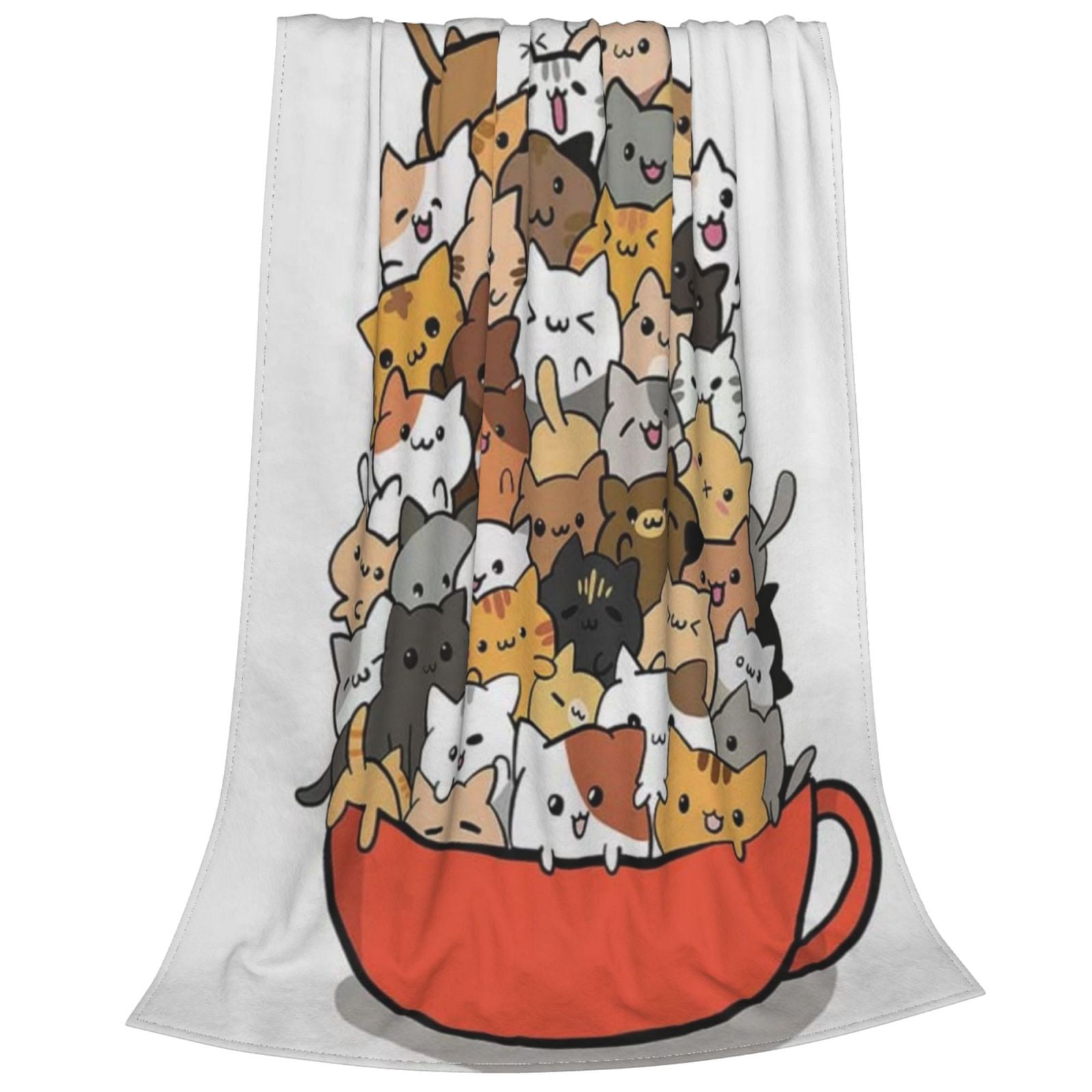 Cat Blankets Super Soft Blanket Pet Bed Sofa Blanket Funny Cat Gifts for Sofa Bedding Kids Adults (50" X 40")