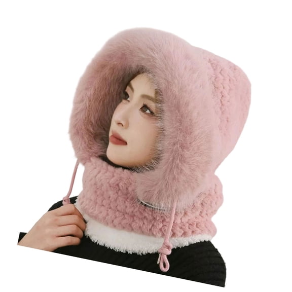 Furry Warm Winter Hat With Face Mask And Ear Protections For Cold Weather Outdoor Activity Skiing Hiking Headwear