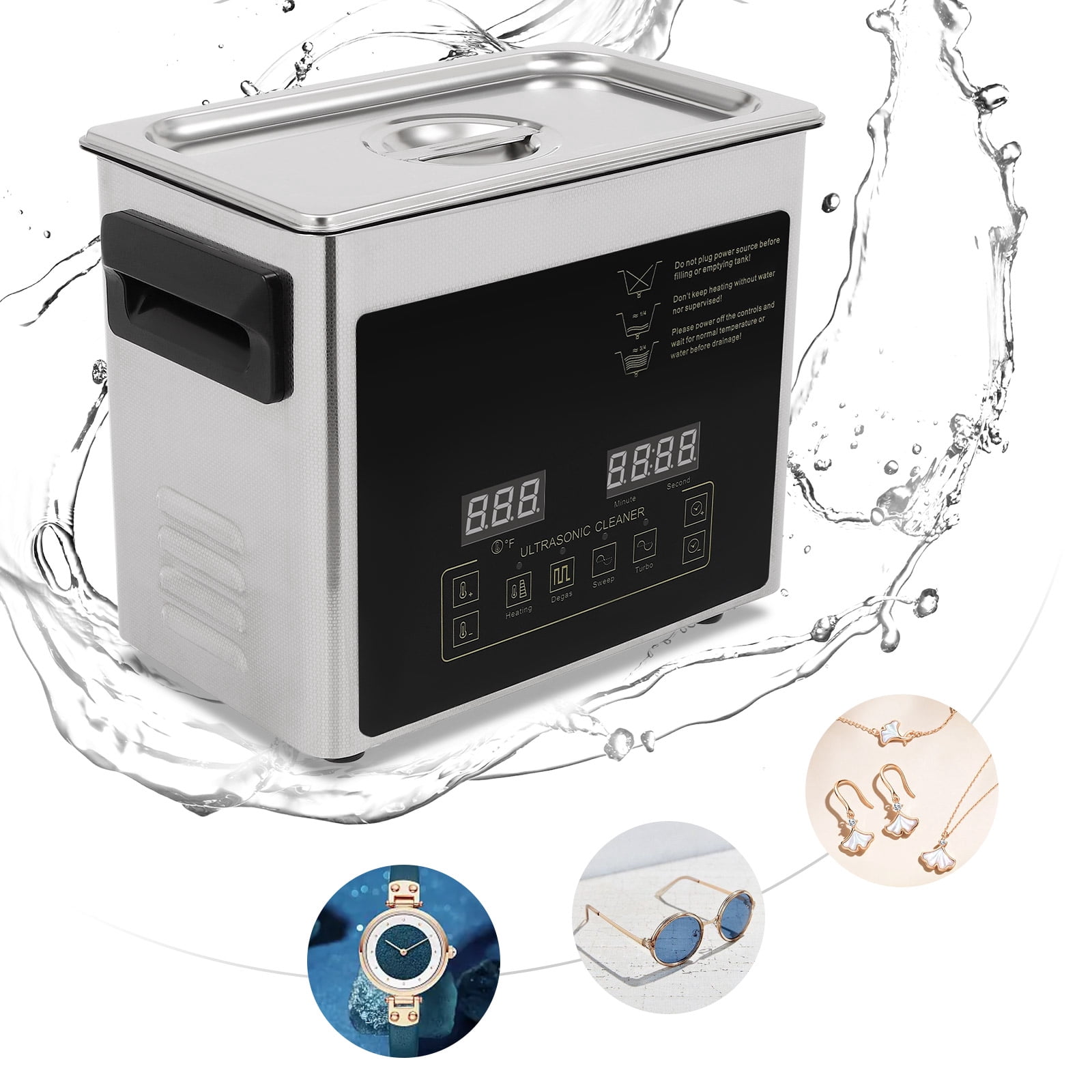 Miumaeov 3.2L Ultrasonic Jewelry Cleaner Machine with 3 Cleaning Modes Temperature Time Adjustable for Cleaning Jewelry Watch, Glasses Tableware