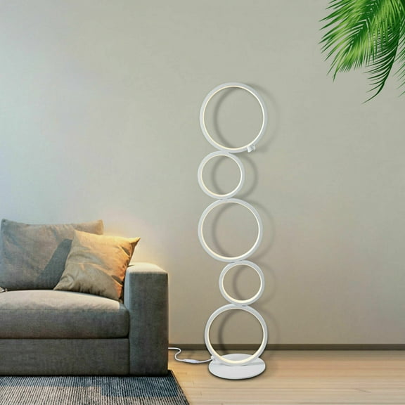 Miumaeov 35.5'' Nordic Floor Lamp Modern Ring Style LED Standing Light Five Rings 3 Brightness Levels Dimable for Living Room Bedroom Office