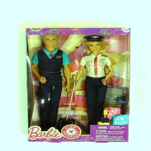 barbie pink passport barbie & ken set