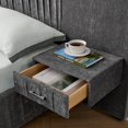 thumbnail image 6 of Aukfa Queen Size Upholstered Bed Frame with LED Lights and Built-In Nightstands, Oversized Wingback Headboard, Dark Gray, 6 of 8