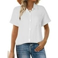 thumbnail image 2 of Camisa de manga corta con botones y textura para mujer: blusa informal de corte holgado para el trabajo, 2 of 5