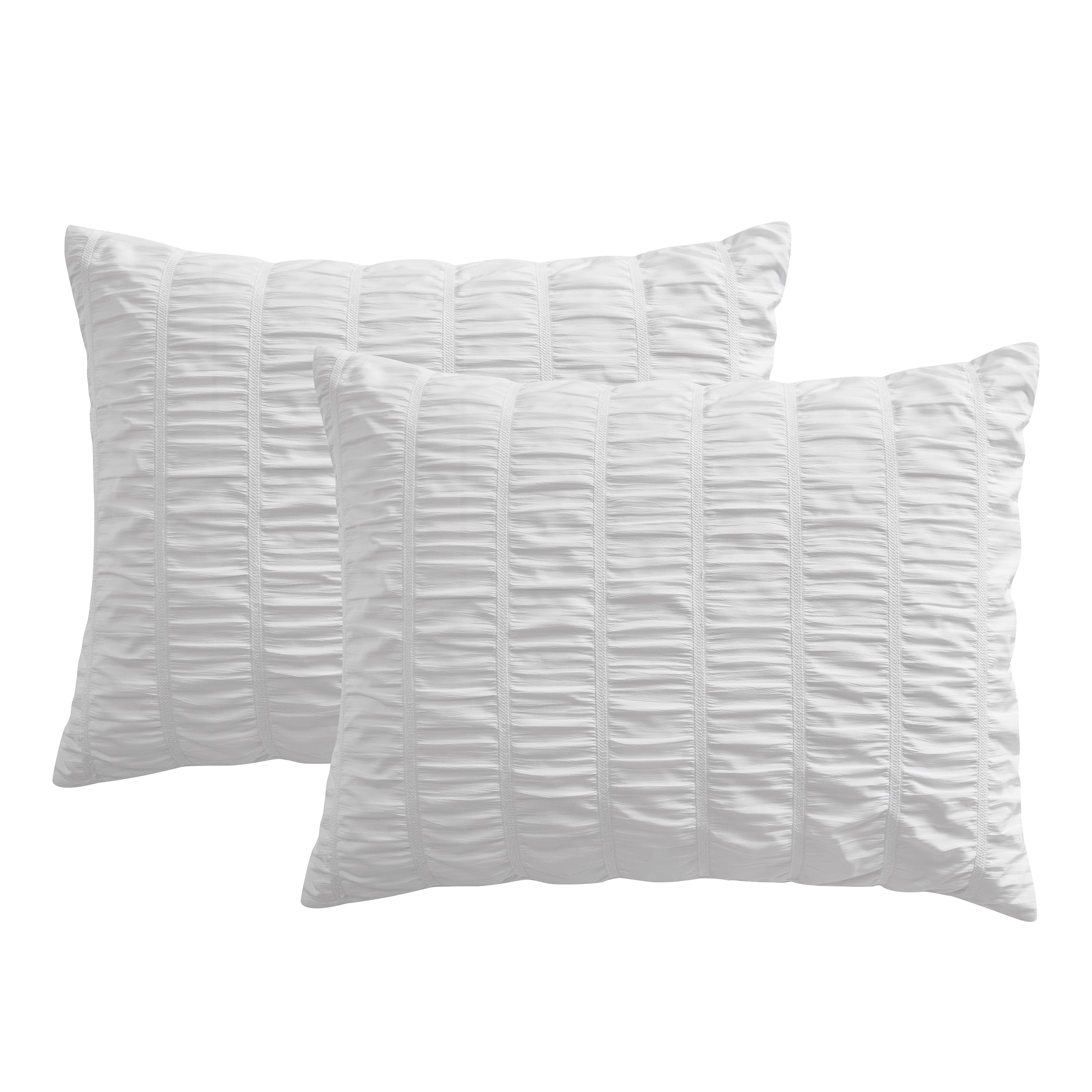 My Texas House Stria 3-Piece Bright White Seersucker Comforter Set, Full/Queen