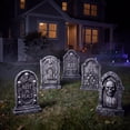 thumbnail image 4 of Joyfy 25.2" Halloween 5 Pcs Extra Large Tombstones Decorations, GraveYard Signs Cemetery Headstones Scary Outdoor Halloween Decor with Metal Stakes for Easy Set Up, Waterproof for Garden Lawn, 4 of 7
