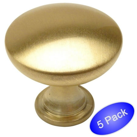 Solid Brass Round Knob Cabinet Cosmas 5305BB Brushed Brass Traditional Round Solid Cabinet Hardware Knob - 1-1/4