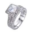 thumbnail image 1 of JeenMata Conjunto Nupcial de Moissanita de Corte Princesa de 1 Quilate - Conjunto Nupcial - Anillo Milgrain - Anillo Vintage - Anillo Halo - Oro Blanco de 18 K sobre Plata, 1 of 5