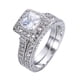 thumbnail image 1 of JeenMata Conjunto Nupcial de Moissanita de Corte Princesa de 1 Quilate - Conjunto Nupcial - Anillo Milgrain - Anillo Vintage - Anillo Halo - Oro Blanco de 18 K sobre Plata, 1 of 5