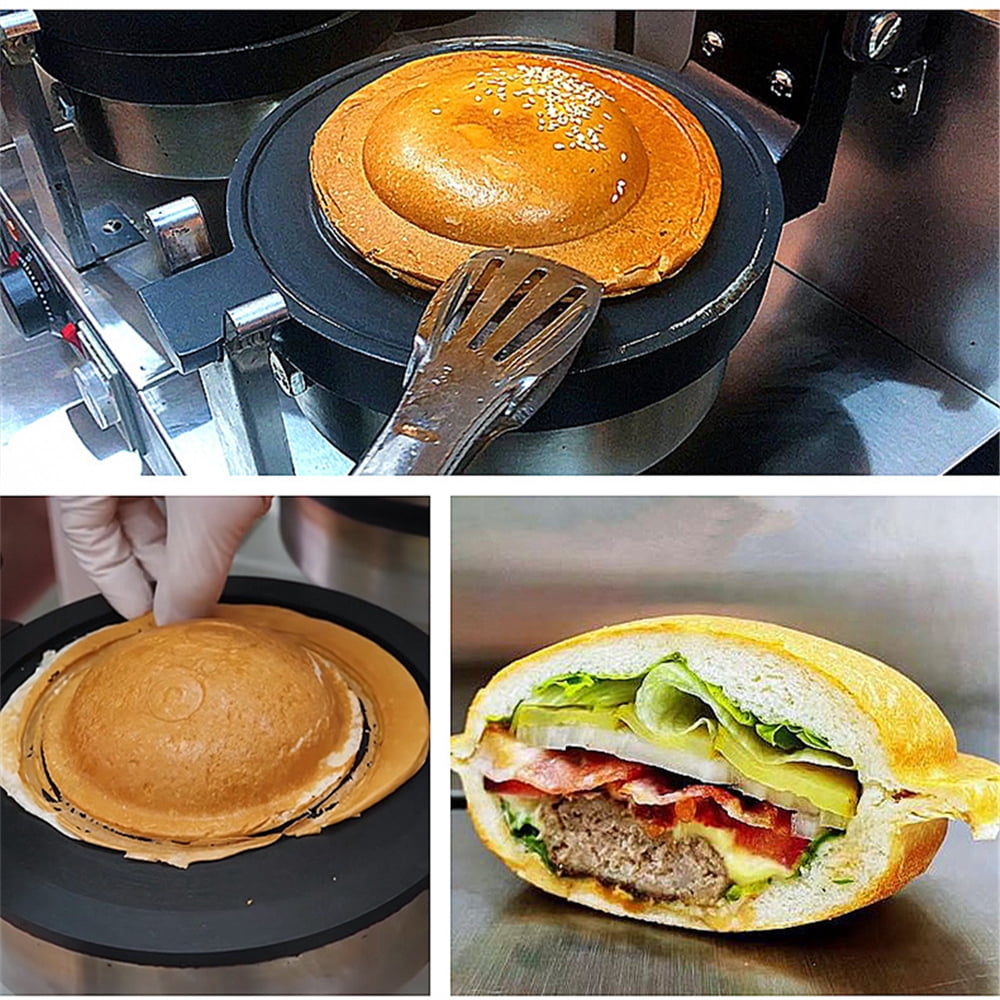 Double Head Burger Waffle Maker, Ice Cream Burger Maker, Commercial Nonstick Hamburger Sandwich Press Baking, Time & Temperature Control