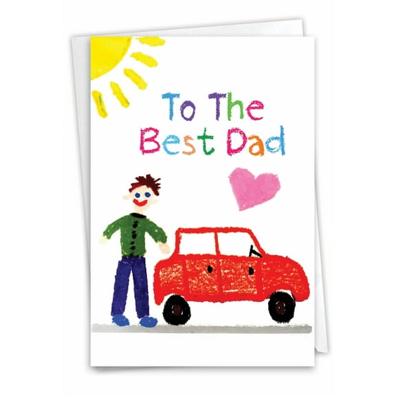 NobleWorks Birthday Father Greeting Card with 5 x 7 Inch Envelope (1 Card) Dad Love You Daddy - Car C10308JBFG
