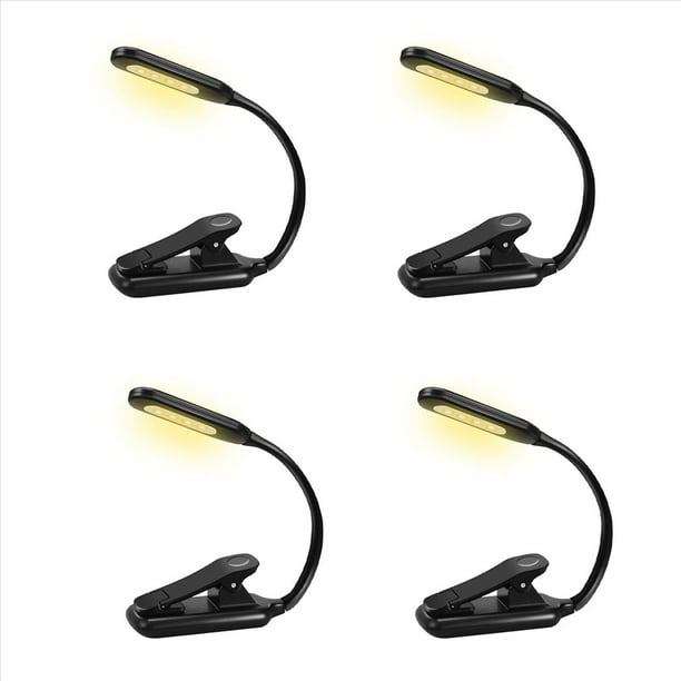 4X Luz de Libro, Luz de Lectura Recargable, 9 Luces de Libro LED para Leer en la Cama con 3 Brillos, Lámpara de Lectura Fácil de Enganchar