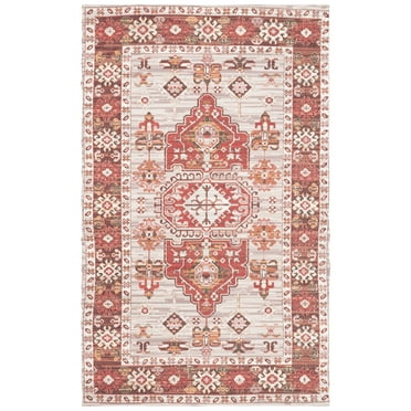 SAFAVIEH Saffron Seanna Oriental Polyester Area Rug, Terracotta/Ivory, 3' x 5'