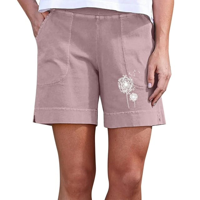 Aayomet Shorts de Course pour Femmes, Shorts Décontractés avec Poches Latérales (Rose, TG)