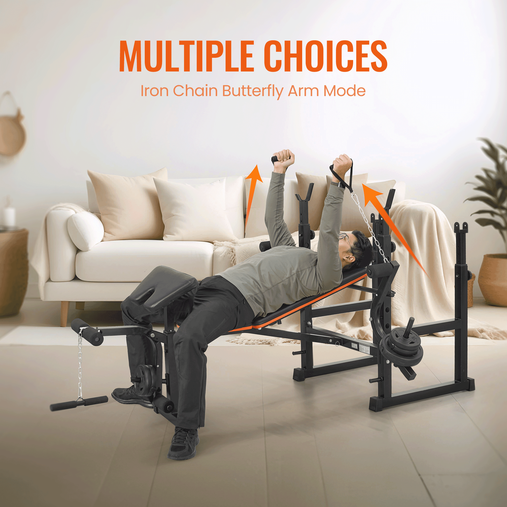 Naipo 7-in-1 Weight Bench 600lbs Adjustable Workout Bench Set Multi-Function Bench Home Gym Full Body Function (Not included Dumbbell Plates & Barball)