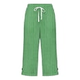 thumbnail image 5 of Zysthvn Casual Capri Pants for Women Striped Cropped Summer Straight Leg Womens Pants with Pockets Loose Button Drawstring, 5 of 5