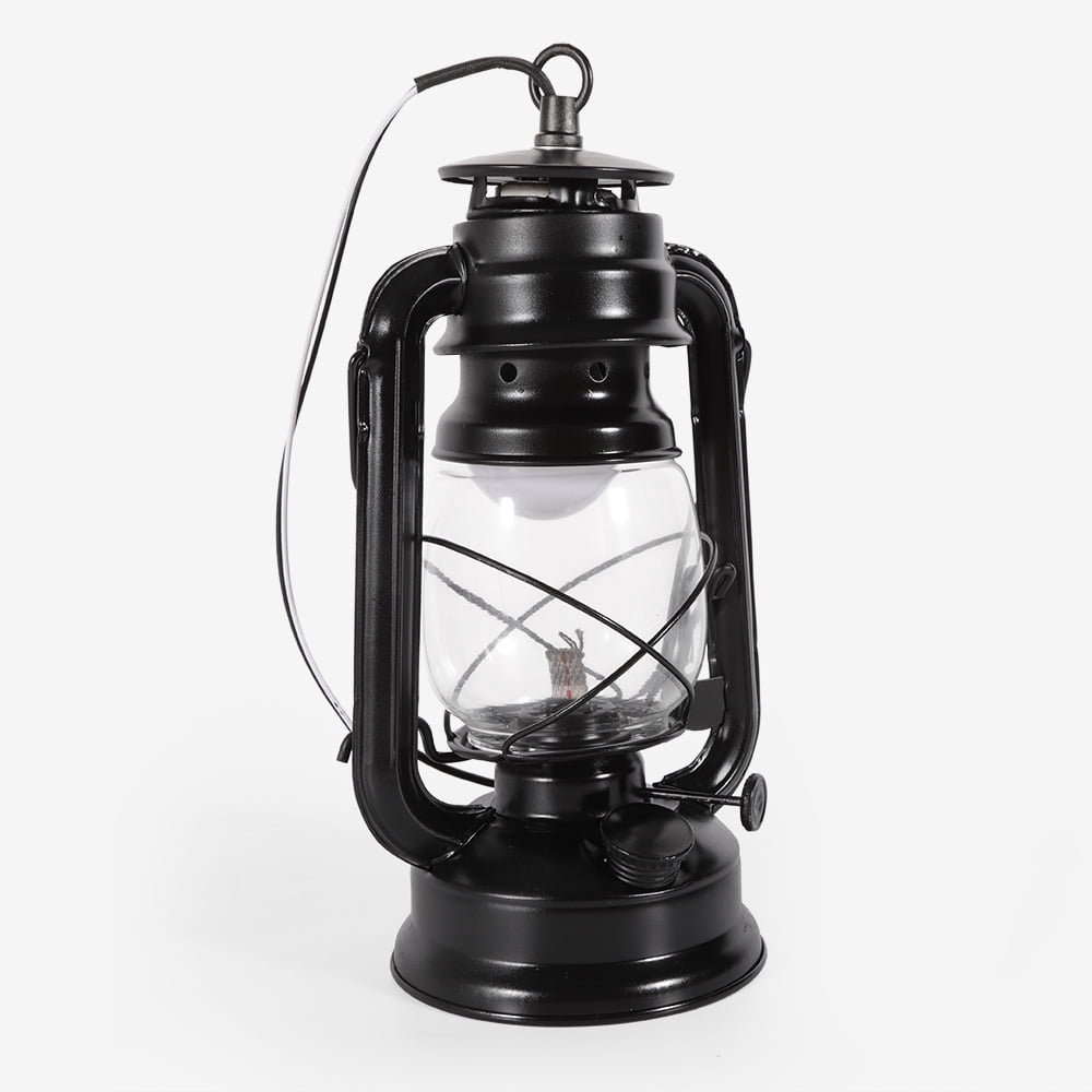 Rustic Wall Mounted Light Fixture Vintage Lantern Pendant Light Small Hanging Lighting with Glass Shade for Loft Farmhouse, Black