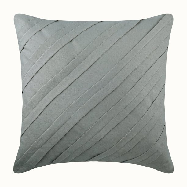 Fundas de cojín, funda de cojín gris claro, funda de cojín contemporánea, funda de cojín de 30 x 30 cm (12 x 12 pulgadas), funda de cojín de ante sintético, con pliegues texturizados - Gris claro