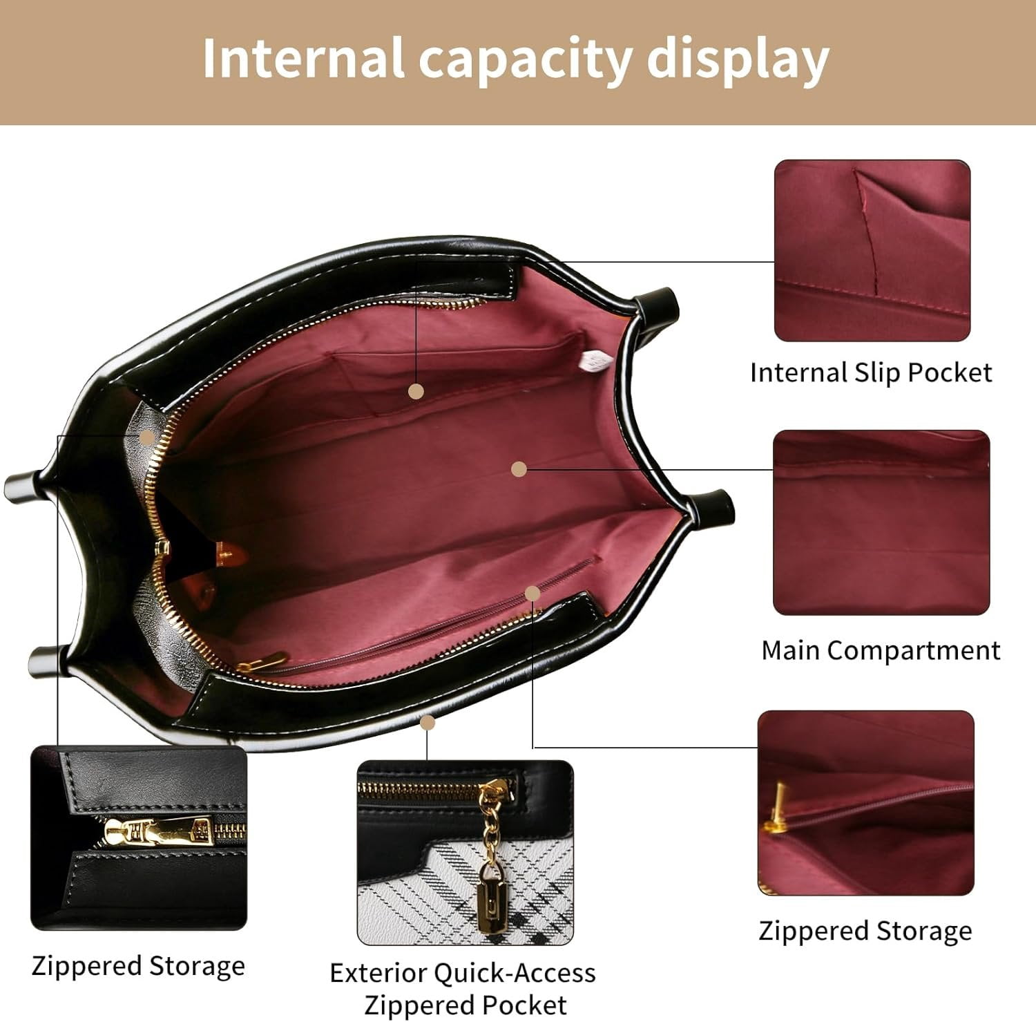 Purses and Handbags for Women, 3 count Women's Handbags Fashion PU Leather, Tote  Top Handle Satchel Purse Bags