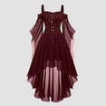 thumbnail image 2 of Tanghaowl Dresses For Women Plus Size Fashion Gothic Style Vintage Midi Dress Croset Long Flare Sleeve Irregular Length Dress Short Sleeve Chiffon Dress Size Gothic Clothing 3x, 2 of 5