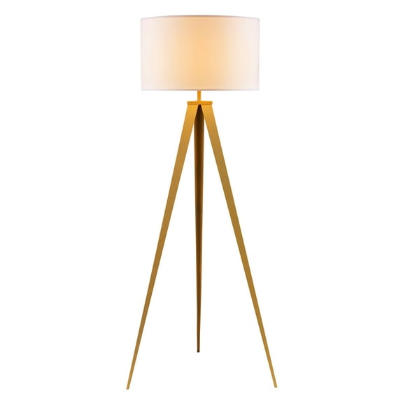 Teamson Home Tripod Floor Lamp Drum Shade Matte Gold/White Romanza VN-L00007WG