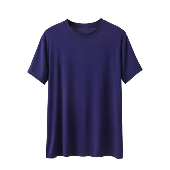 USNSM (L-5XL) Big and Tall T Shirt for Men Short Sleeve Soft Breathable Comfort Regular Tops Tees Slim Fit Men's Crewneck Shirts Blue L