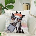 thumbnail image 2 of MKHERT Giraffe In Hipster Glasses Holding Female Bag Pillow Covers Pillowcase Throw Pillows 18x18 inch, 2 of 2