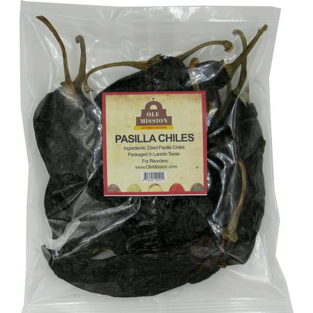 Chile Pasilla Dried 4 oz For Mole Sauce, Taco Seasoning, Tamales, Salsa, Chili, Meats, Soups, Stews by Ole