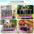 thumbnail image 6 of Baxluxe 60" Kids Trampoline 7-in-1, Elliptic Toddler Trampoline with Safety Enclosure Net, Height Adjustable Handrail & 500lbs Capacity, Mini Bouncer with Swing for Age 3-8, Purple Cloud, 6 of 6