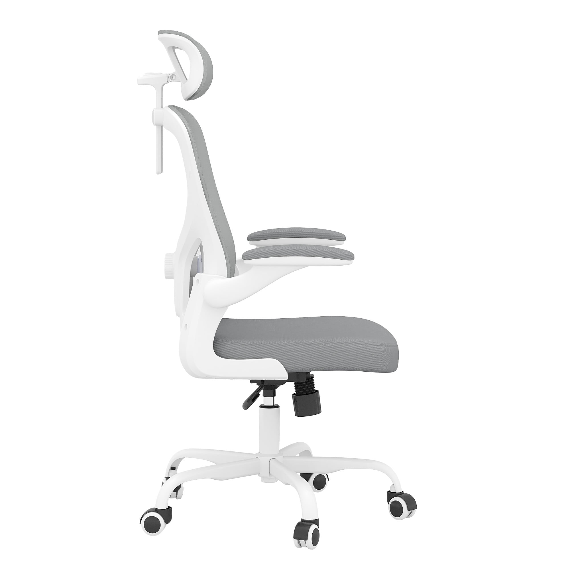 MAYEERTY Ergonomic Home Office Chair with Lumbar Support, Flip-Up Armrests, Headrest for Work & Study,Gray