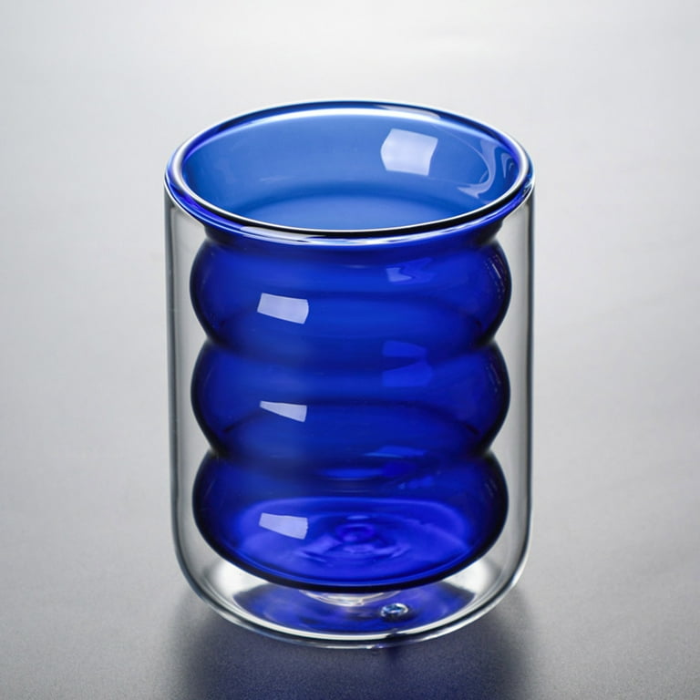 200ml Double Wall Insulated Glass Cup Wave Shape Heat Resistant