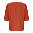 thumbnail image 6 of Tops for Women Clearance under $5 Cotton Linen Round Neck Shirt Solid Casual T-shirt Orange XXL, 6 of 6