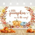 thumbnail image 2 of Fall Baby Shower Backdrop A Little Sweet Pumpkin is On The Way Photography Background Autumn Floral Leaves Baby Shower Party Decorations Cake Table Banner Photo Booth Props, 2 of 3