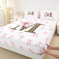 thumbnail image 4 of Erosebridal Initial Alphabet M Bed Sheets,Princess Bowknot Wild Cheetah Pattern King Sheets For Bowtie Girls 4pcs, 4 of 6