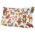 thumbnail image 6 of Christmas Forest Animals Set Velvet Oblong Lumbar Plush Throw Pillow Cover/Shams Cushion Case 20x30in Decorative Invisible Zipper Design for Couch Sofa Pillowcase Only, 6 of 7
