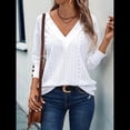 thumbnail image 4 of Blusas Elegantes e Informales para Mujer, con Cuello en V, Larga, Botones, Encaje Calado y Bordado. XL, 4 of 9