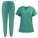 thumbnail image 5 of Conjunto De 2 Uniformes De Exfoliación Para Mujer, Con Escote En V Y Pantalones Deportivos Para Spa, Cosmetología, Tienda De Mascotas, Verde, Talla M, 5 of 8