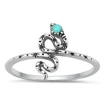 CHOOSE YOUR COLOR Simulated Turquoise Wholesale Snake Ring .925 Sterling Silver Band Blue CZ Female Size 10
