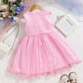 thumbnail image 5 of SERTG Girls' Sequin Formal Tank Dress with Layered Bow and Sheer Detail Sleeveless Playful Skirt Outfit for Children 3-10 Years(Pink,9 Years), 5 of 5