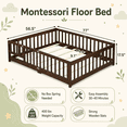 thumbnail image 5 of PAPROOS Full Floor Bed Frame, Wood Floor Platform Bed with Fence and Door, No Box Spring Needed, Modern Full Size Montessori Floor Bed for Little Girls Boys, Playhouse Bed Frame, Natural, 5 of 7