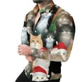 thumbnail image 2 of BLTIBY Christmas Shirt for Men Button Down Long Sleeve Lapel Shirts Cats Printed Casual Holiday Beach Shirts Top Multicolor XXL, 2 of 8