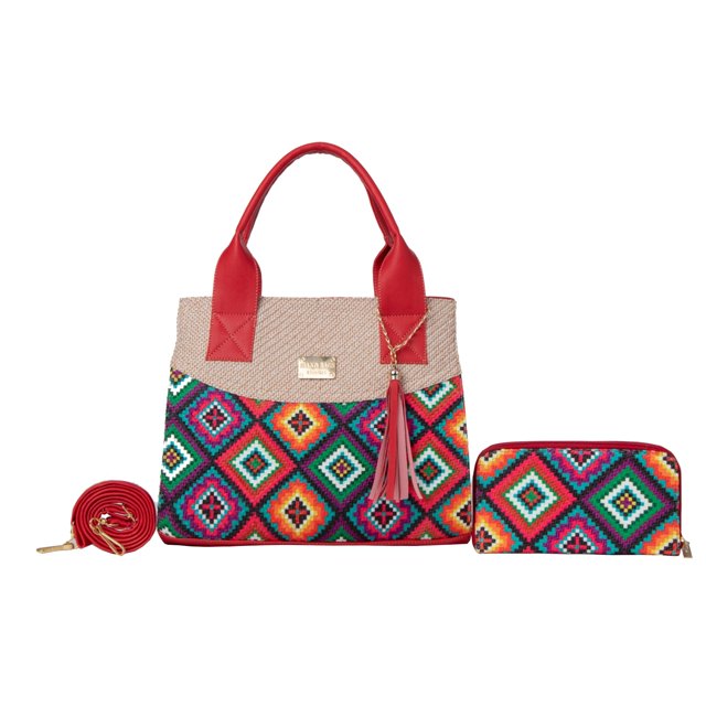 Set de Bolso y Cartera de Moda FANA para Mujer Lola Rojo FANA Bolso de Mano
