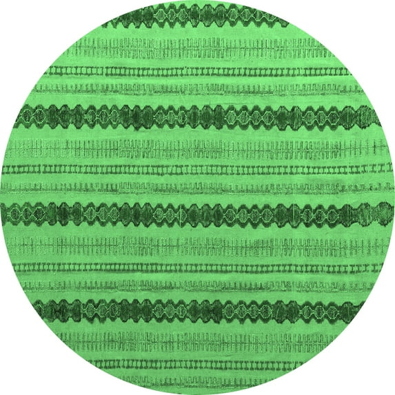 Ahgly Company Indoor Round Abstract Emerald Green Modern Area Rugs, 4' Round