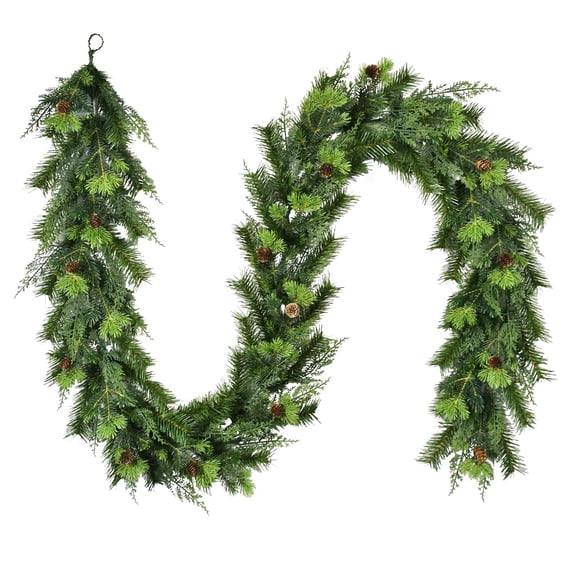 Sonoma Cypress Evergreen Unlit Artificial Christmas Garland, Green, 9', by Holiday Time